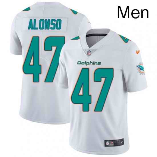 Mens Nike Miami Dolphins 47 Kiko Alonso White Vapor Untouchable Limited Player NFL Jersey